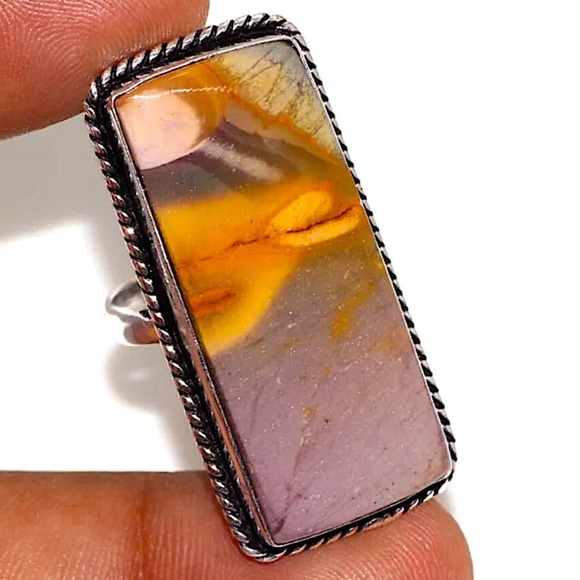 Sterling Silver Handmade Mookaite Ring Rough Gemstone Exaggerated - Picture 1 of 1